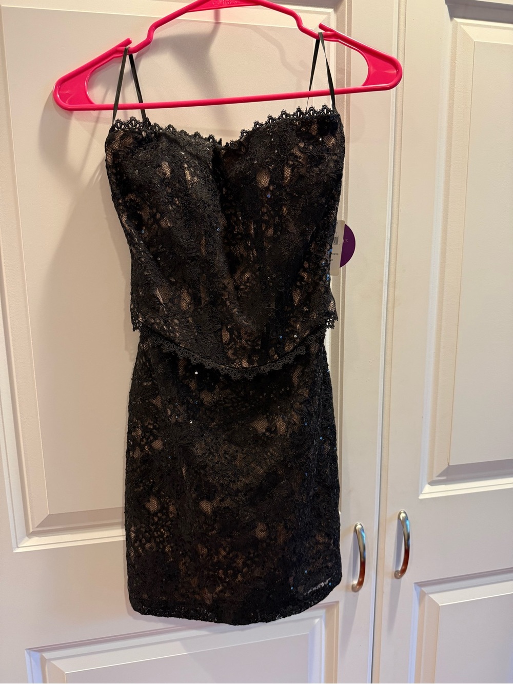 Windsor Black Lace Strapless Mini Dress perfect HOCO dress